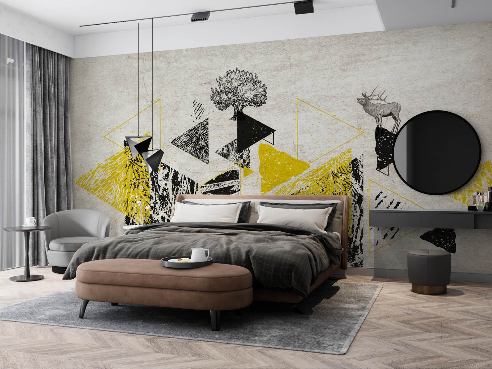 Fototapeta abstrakcyjna geometria jesiennego lasu