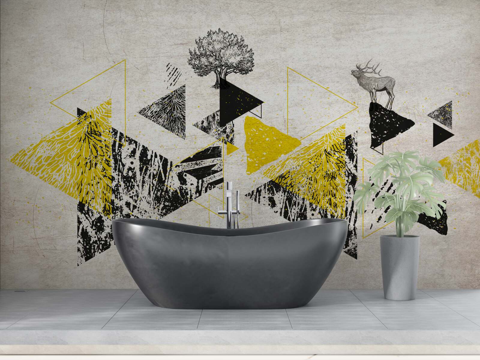 Fototapeta abstrakcyjna geometria jesiennego lasu