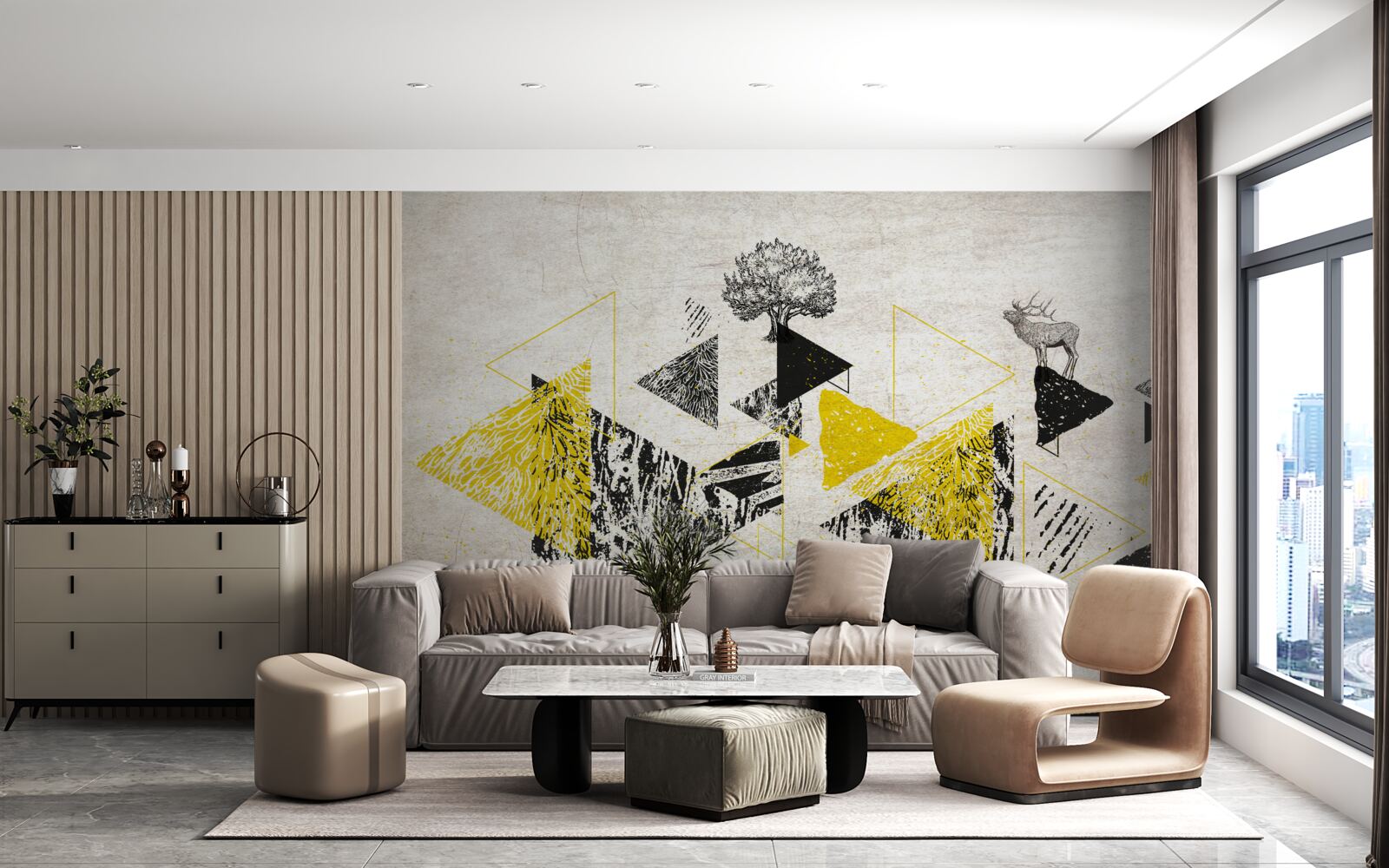 Fototapeta abstrakcyjna geometria jesiennego lasu