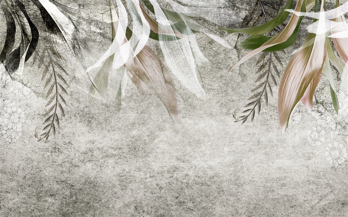 Fototapeta kwiaty i liście zwisające