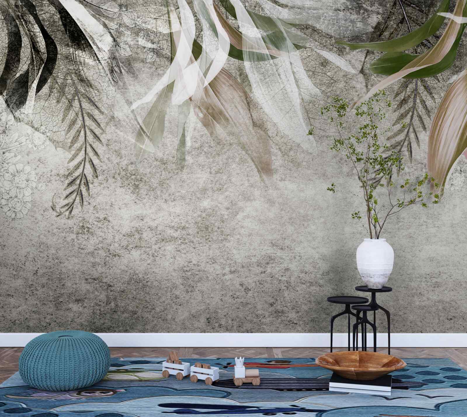 Fototapeta kwiaty i liście zwisające