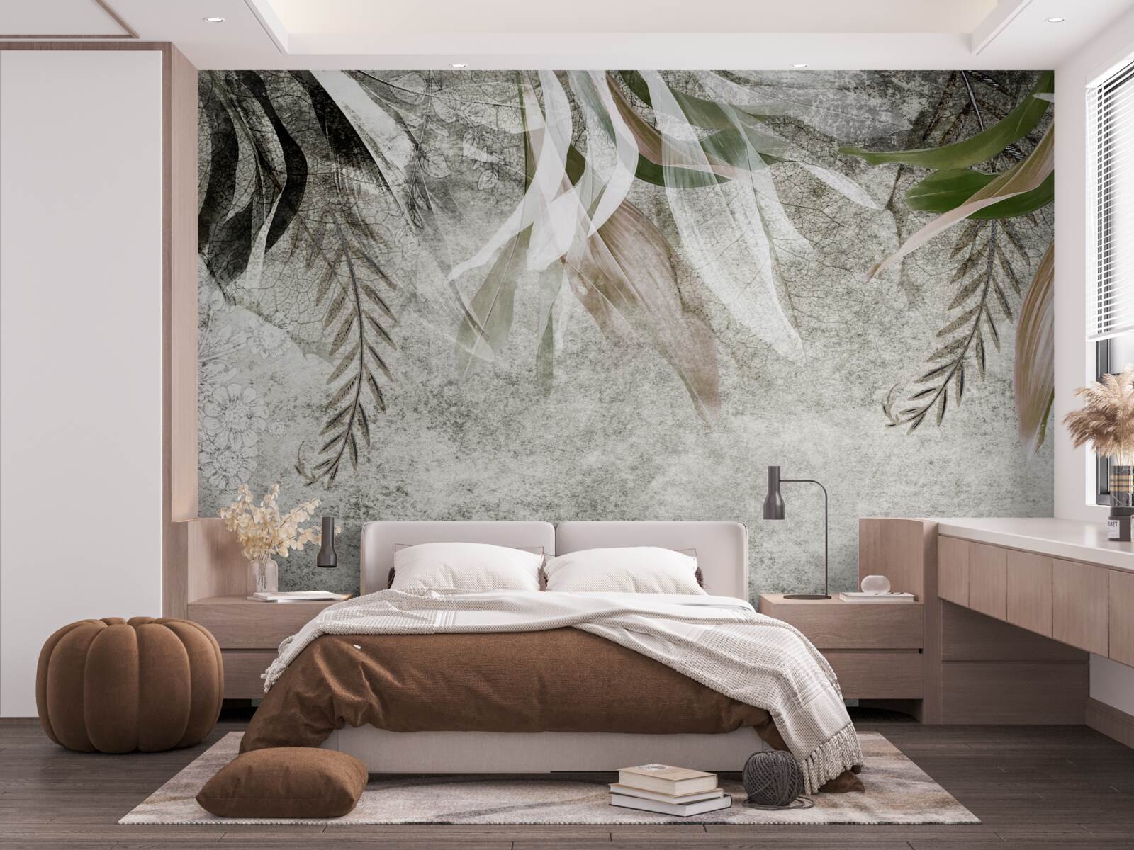 Fototapeta kwiaty i liście zwisające