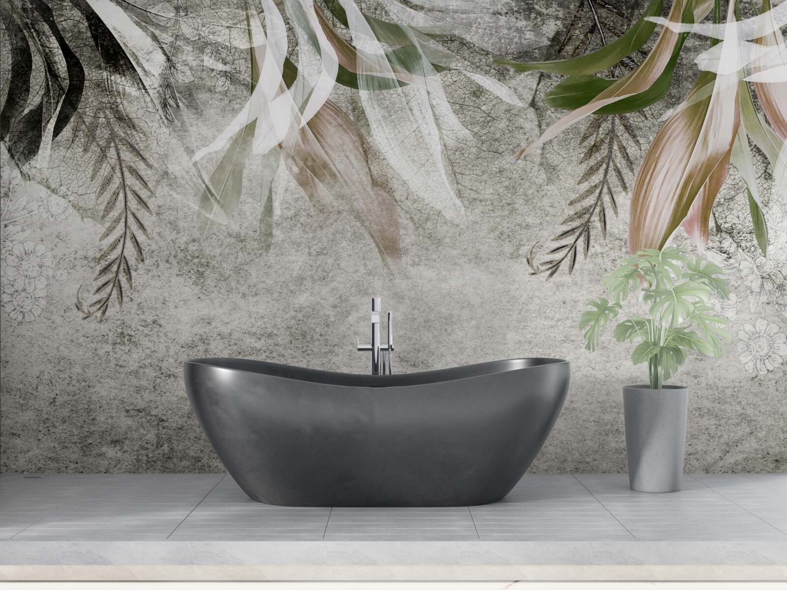 Fototapeta kwiaty i liście zwisające