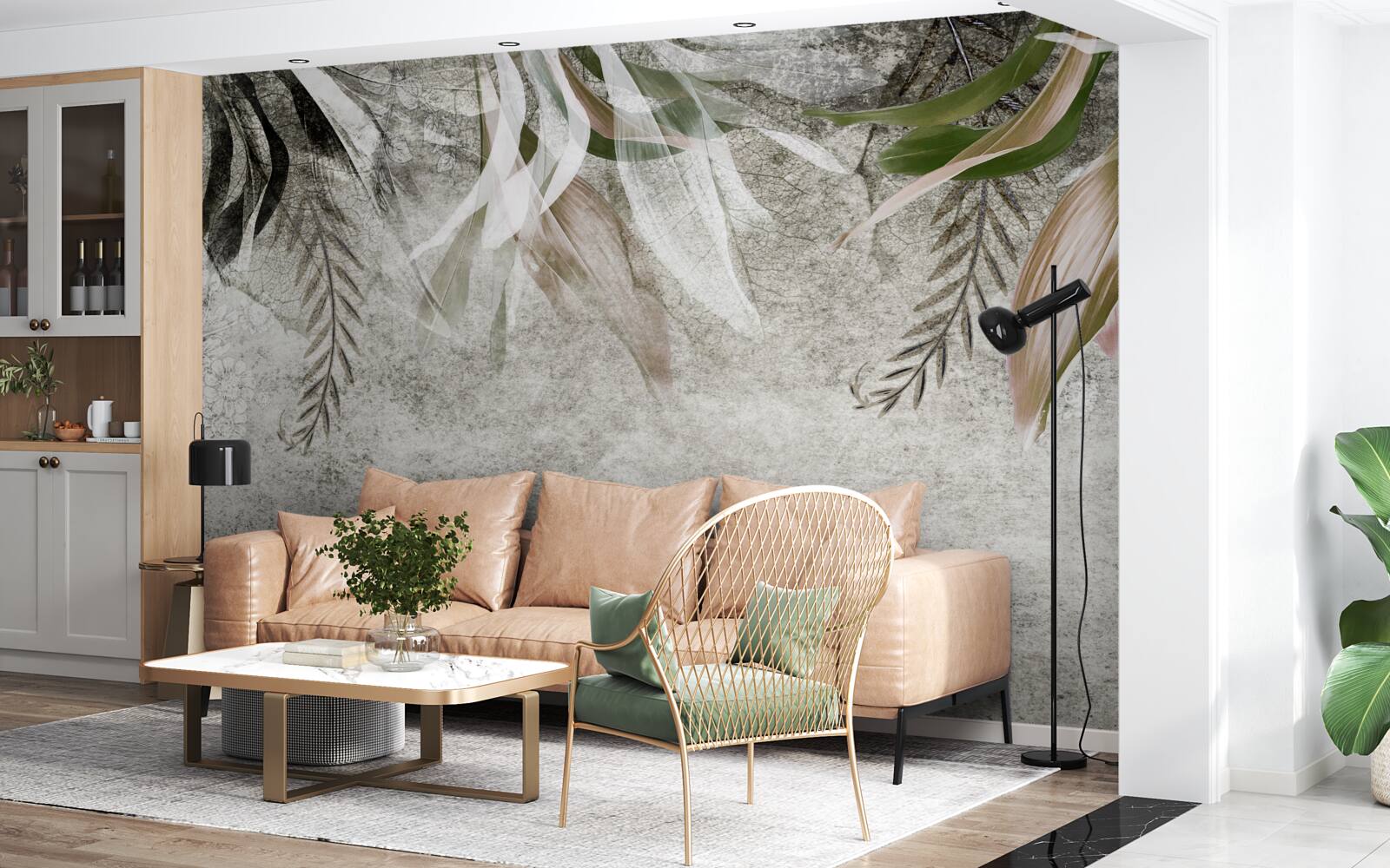 Fototapeta kwiaty i liście zwisające