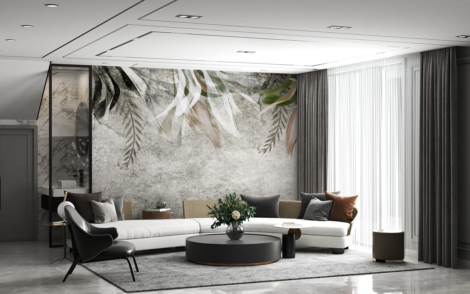 Fototapeta kwiaty i liście zwisające