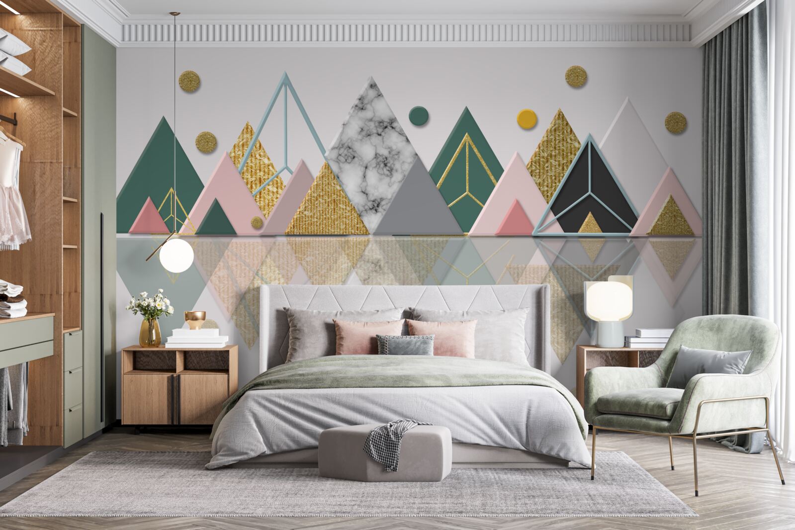 Fototapeta odbicie jesiennych drzew na powierzchni wody