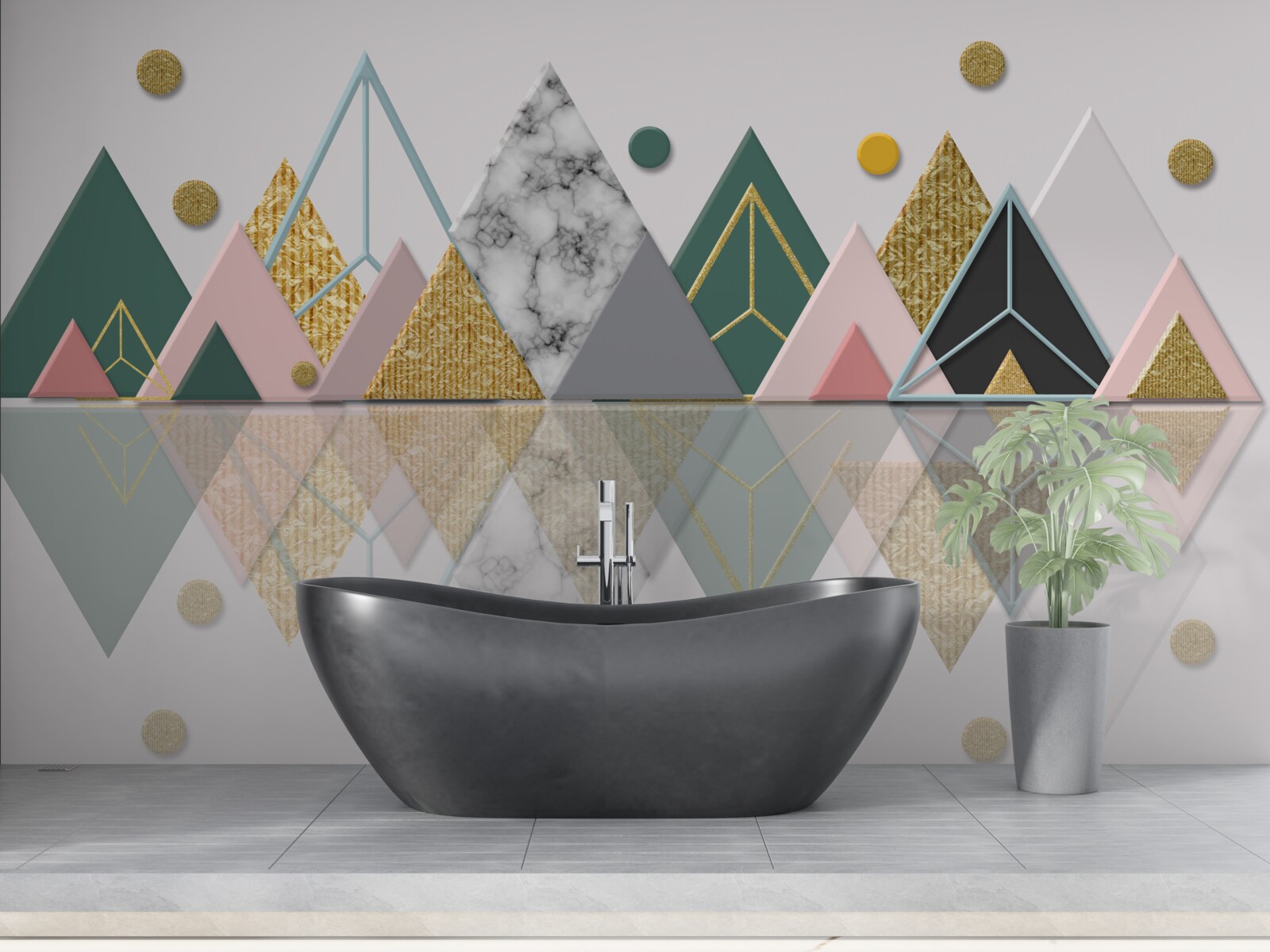 Fototapeta odbicie jesiennych drzew na powierzchni wody