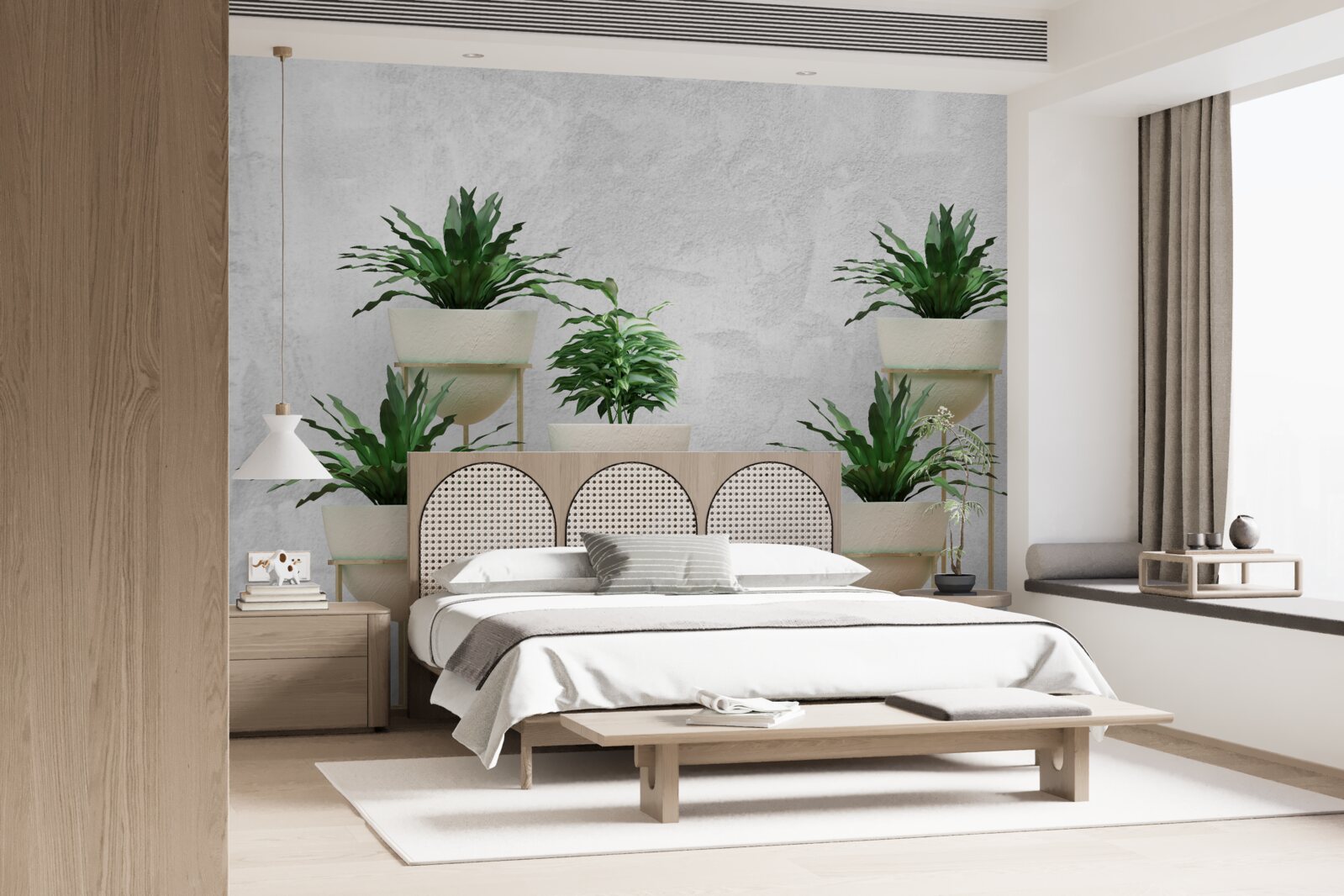 Fototapeta zielone kwiaty w delikatnych doniczkach