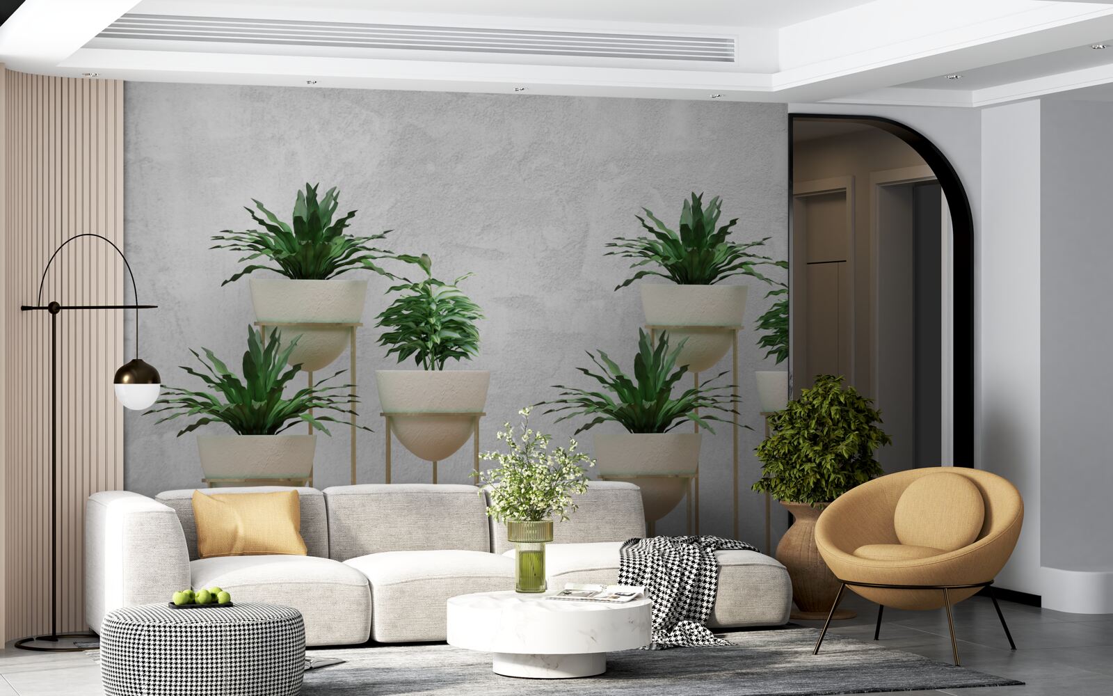 Fototapeta zielone kwiaty w delikatnych doniczkach