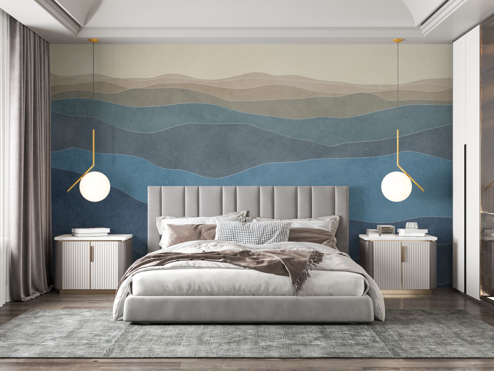 Fototapeta o wschodzie słońca wielokolorowe wzgórza i samoloty