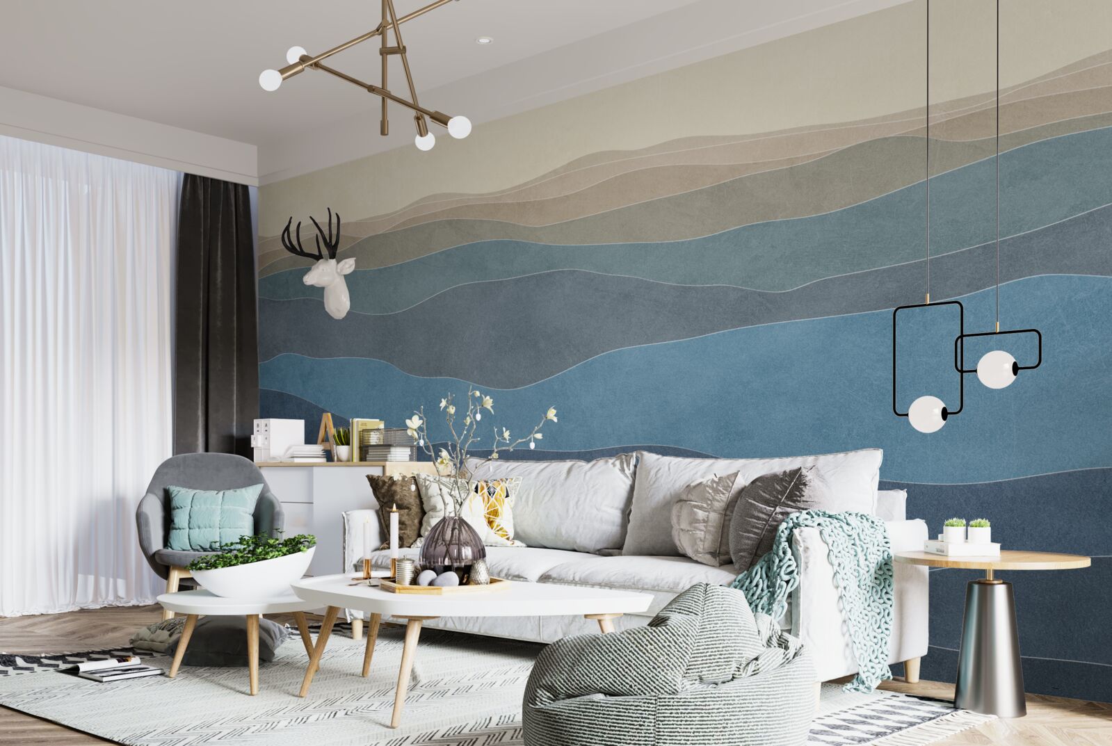 Fototapeta o wschodzie słońca wielokolorowe wzgórza i samoloty