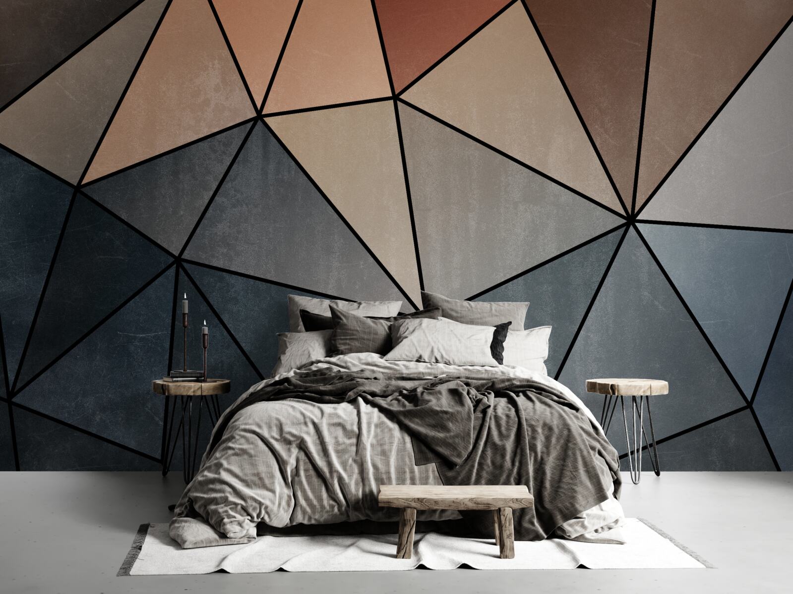 Fototapeta trójwymiarowe drewniane figurki w delikatnych odcieniach