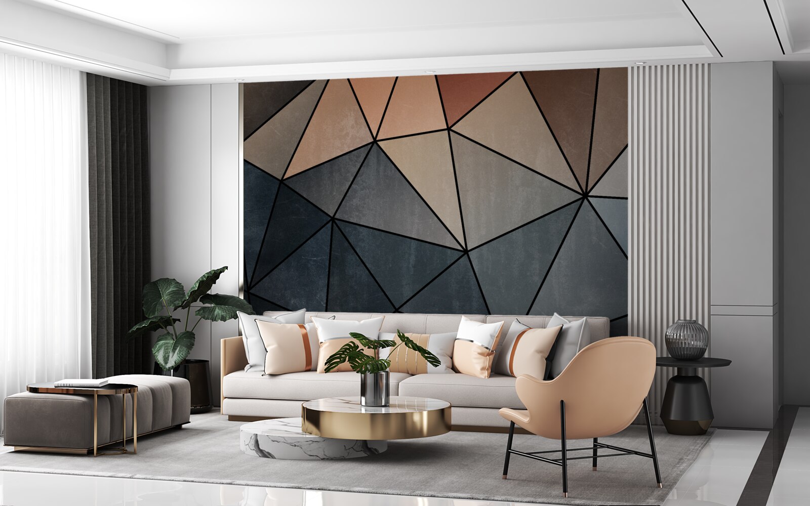 Fototapeta trójwymiarowe drewniane figurki w delikatnych odcieniach