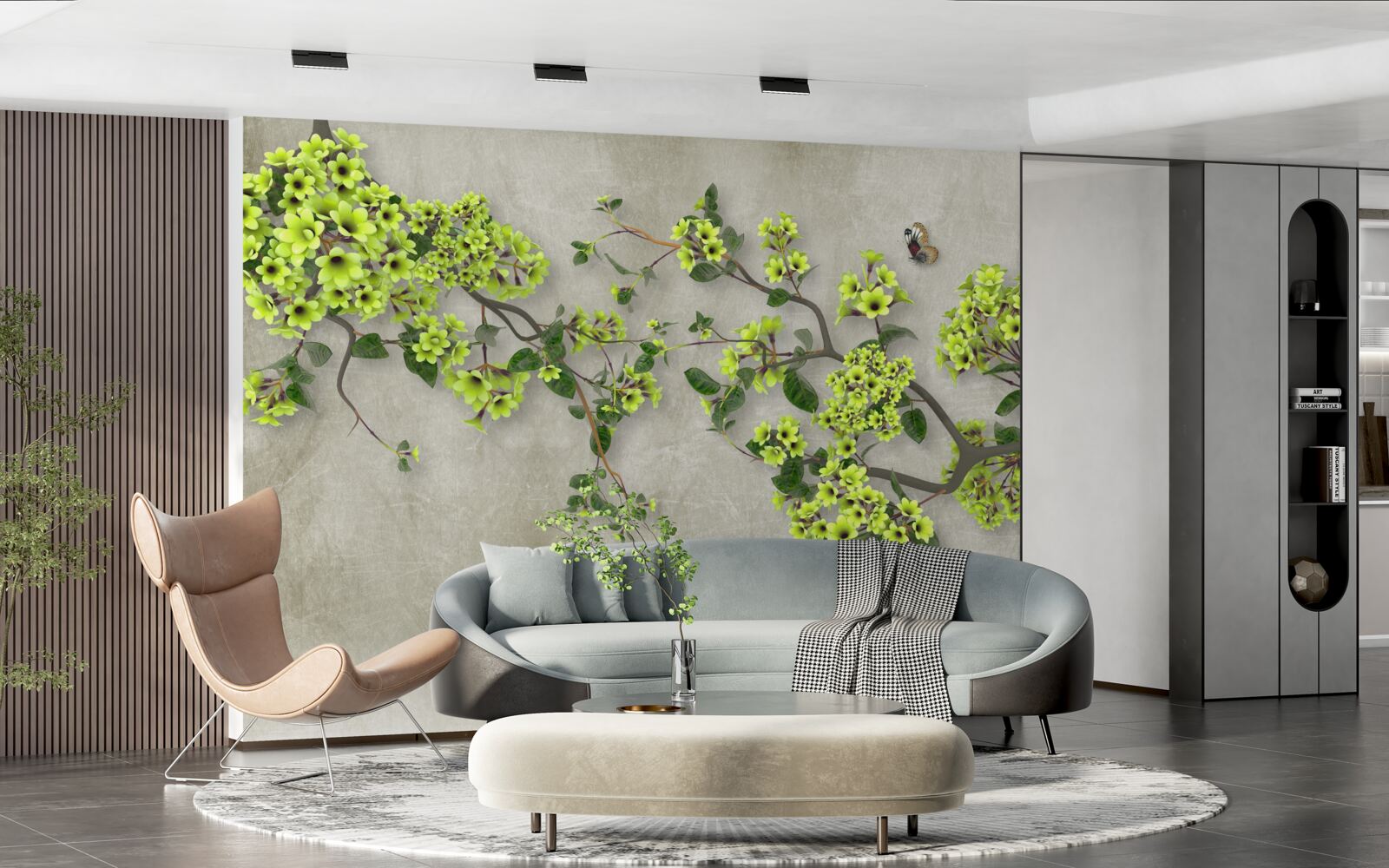 Fototapeta gałąź magnolii usiana bujnymi zielonymi pąkami