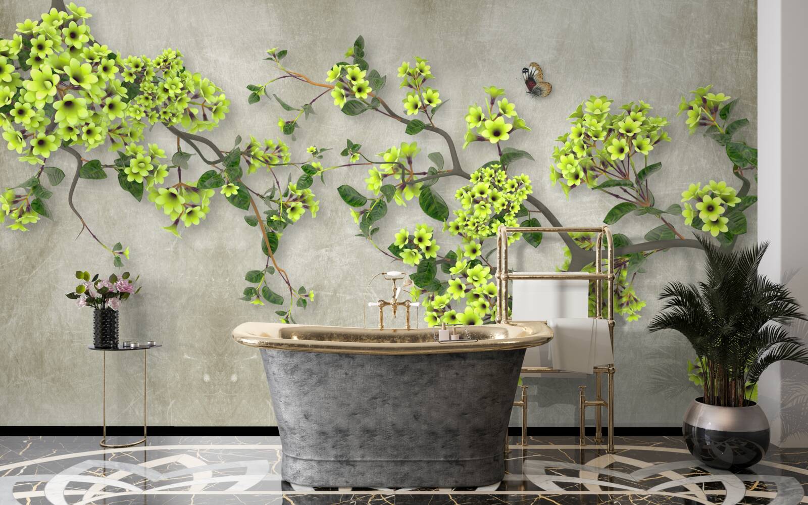 Fototapeta gałąź magnolii usiana bujnymi zielonymi pąkami