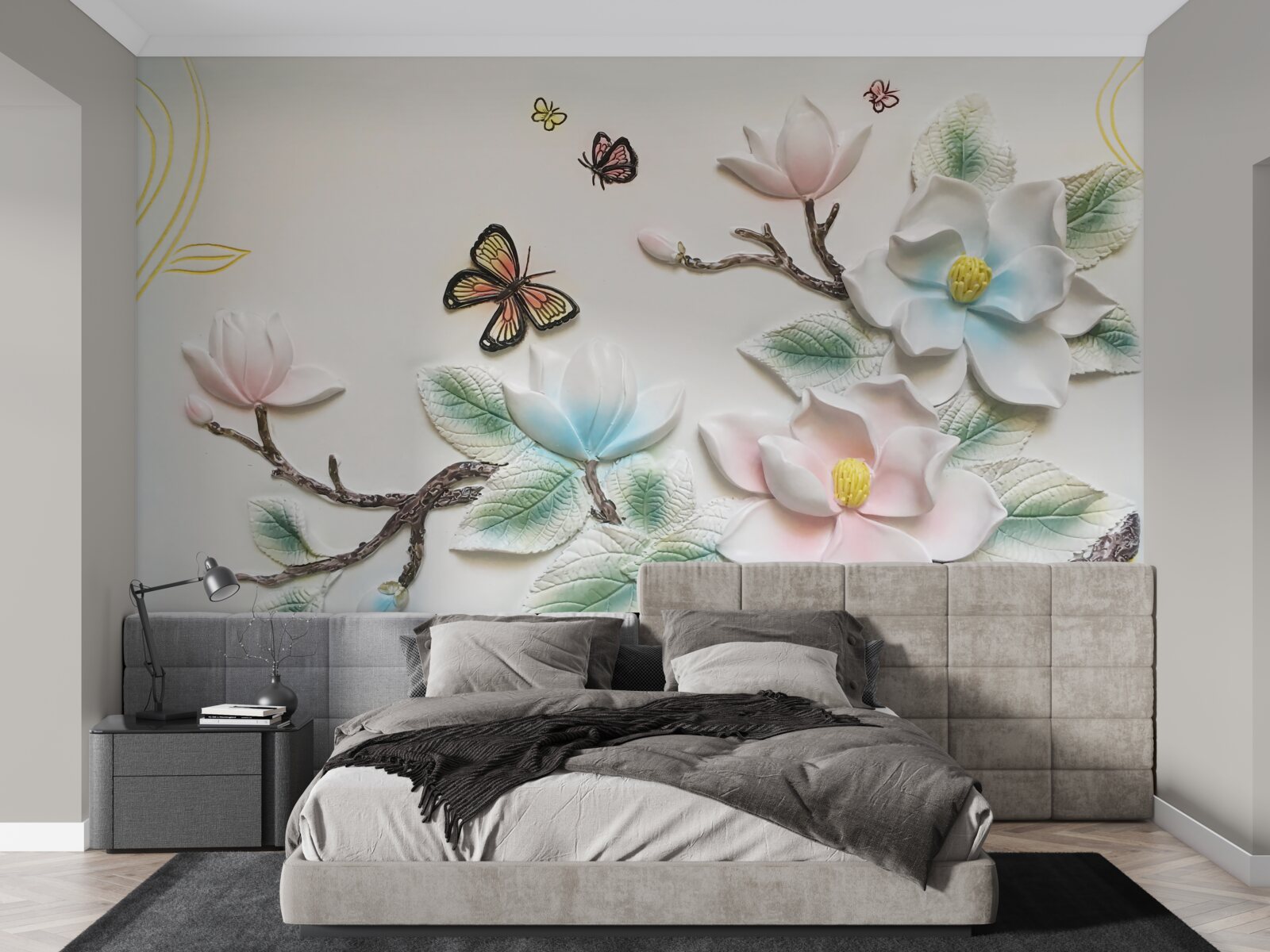 Fototapeta magnolia otworzyła swoje kwiaty przed ćmami