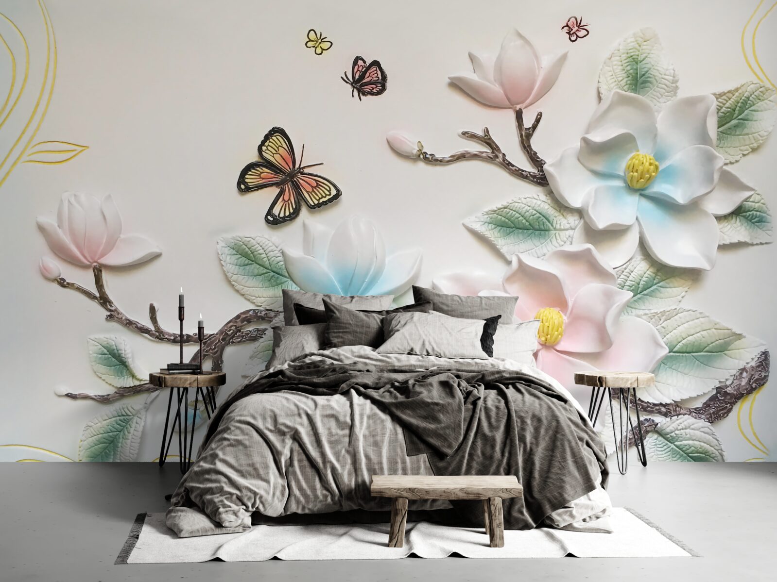 Fototapeta magnolia otworzyła swoje kwiaty przed ćmami