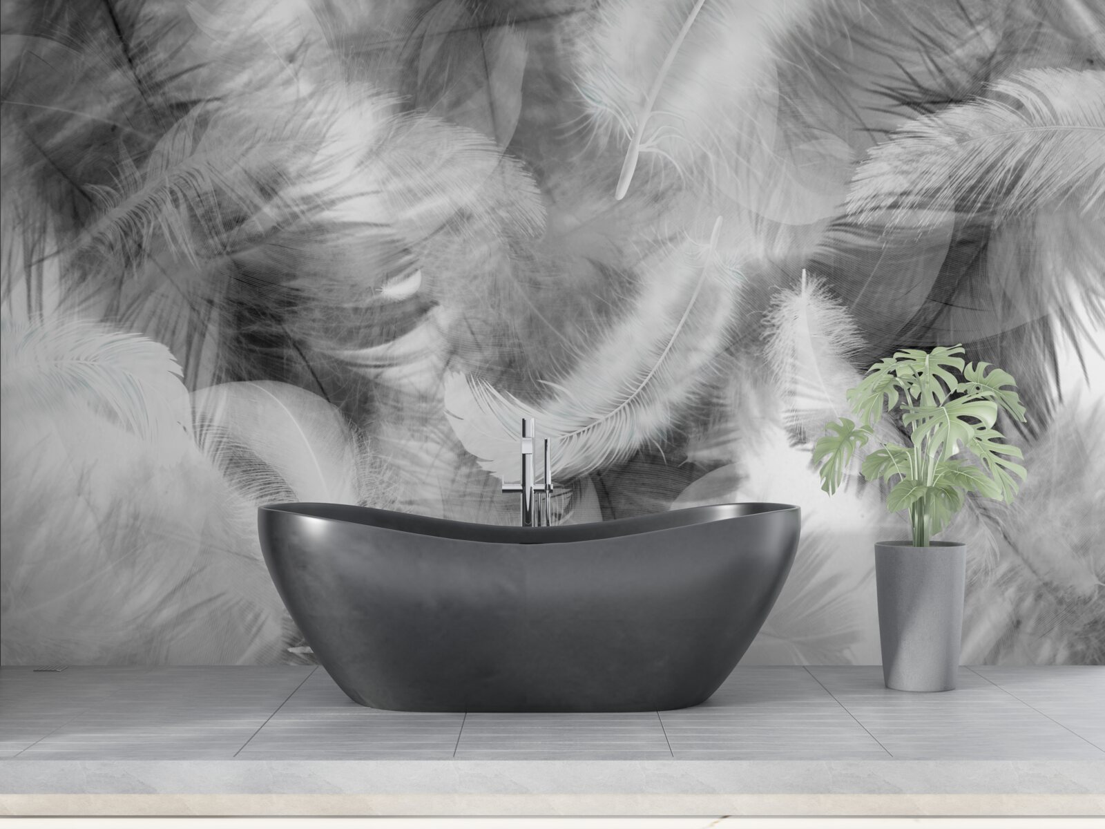 Fototapeta w powietrzu unoszą się czarno-białe pióra