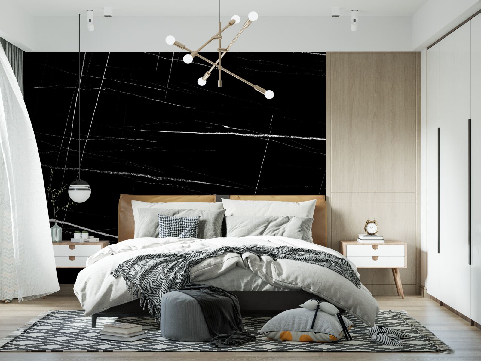 Fototapeta ciemne tło z białymi niewyraźnymi liniami