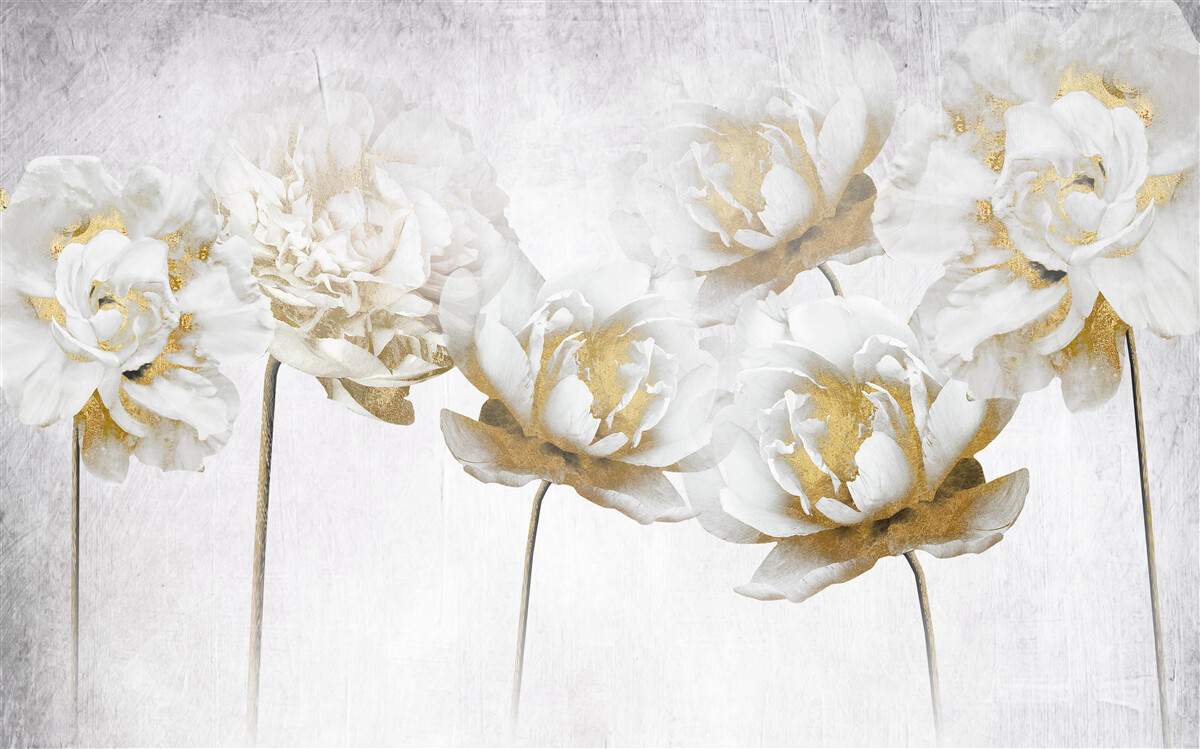 Fototapeta eleganckie rośliny wykonane ze złota i jedwabiu