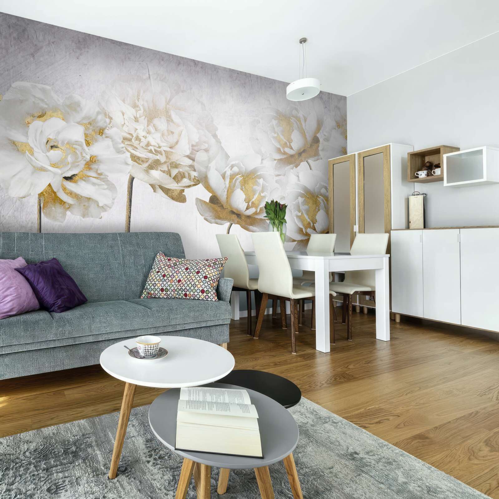 Fototapeta eleganckie rośliny wykonane ze złota i jedwabiu