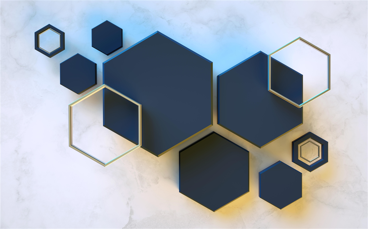 Fototapeta pływające czarne sześciokąty