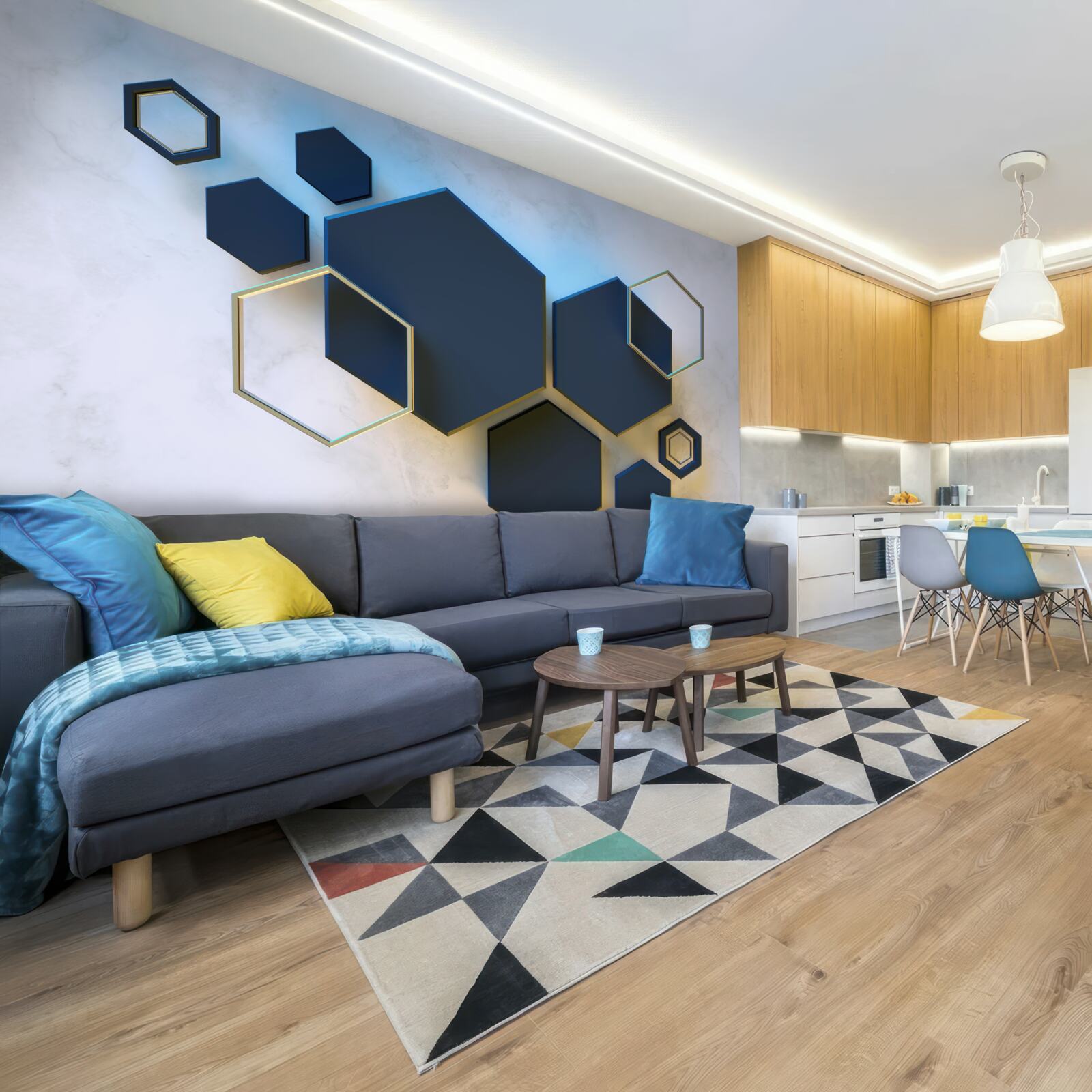 Fototapeta pływające czarne sześciokąty