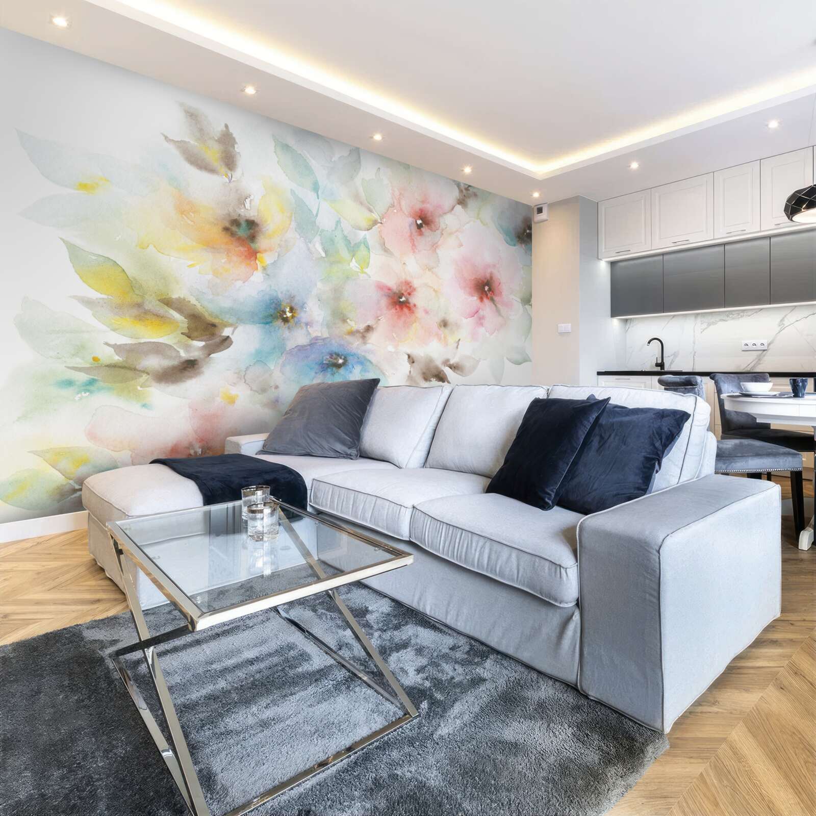 Fototapeta na jednej gałęzi kwitną jasne letnie pąki