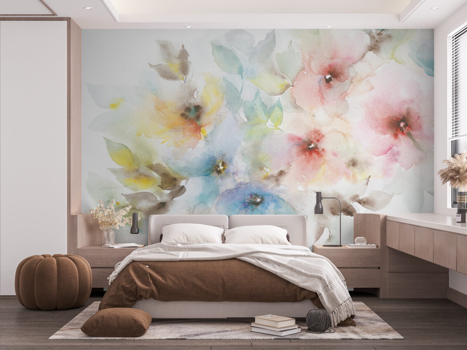 Fototapeta na jednej gałęzi kwitną jasne letnie pąki