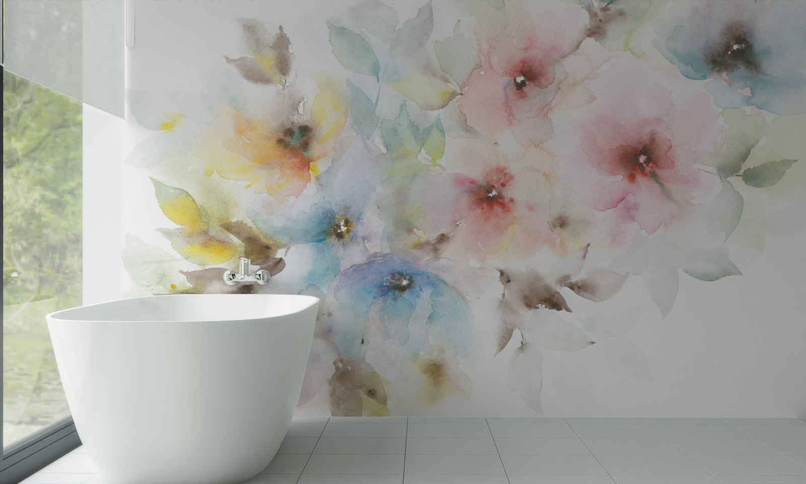 Fototapeta na jednej gałęzi kwitną jasne letnie pąki