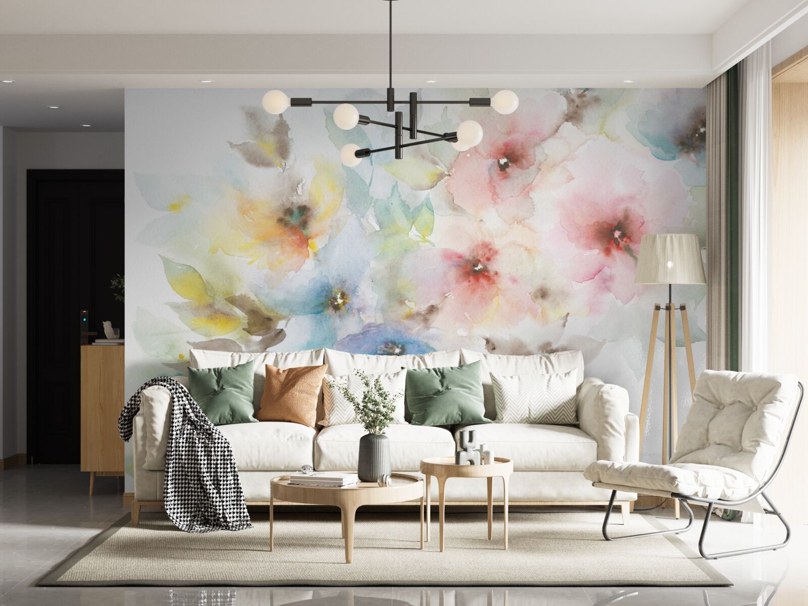 Fototapeta na jednej gałęzi kwitną jasne letnie pąki