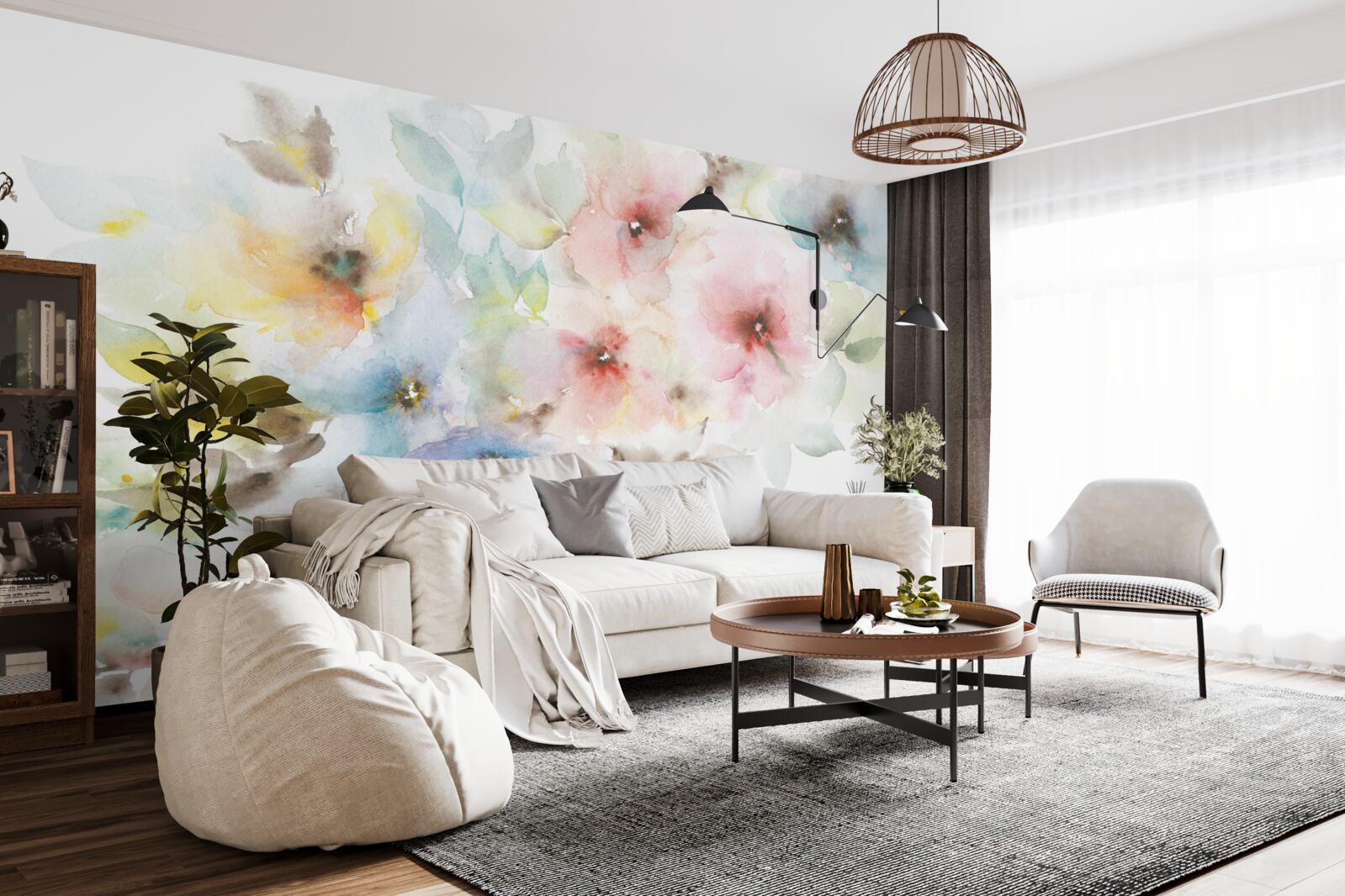 Fototapeta na jednej gałęzi kwitną jasne letnie pąki