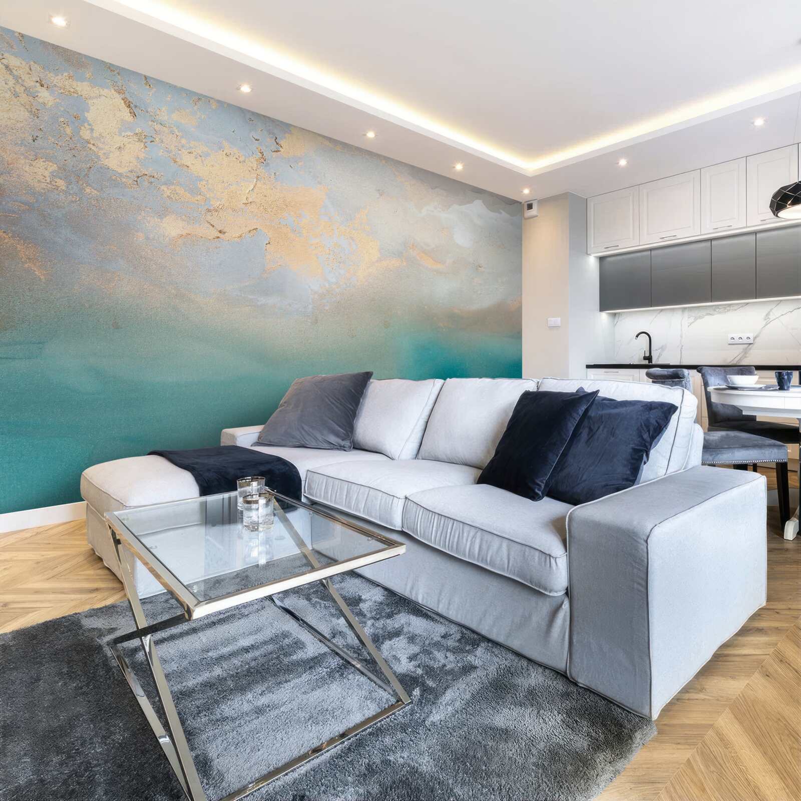 Fototapeta fale morskie o turkusowym kolorze, szaleją gwałtownie