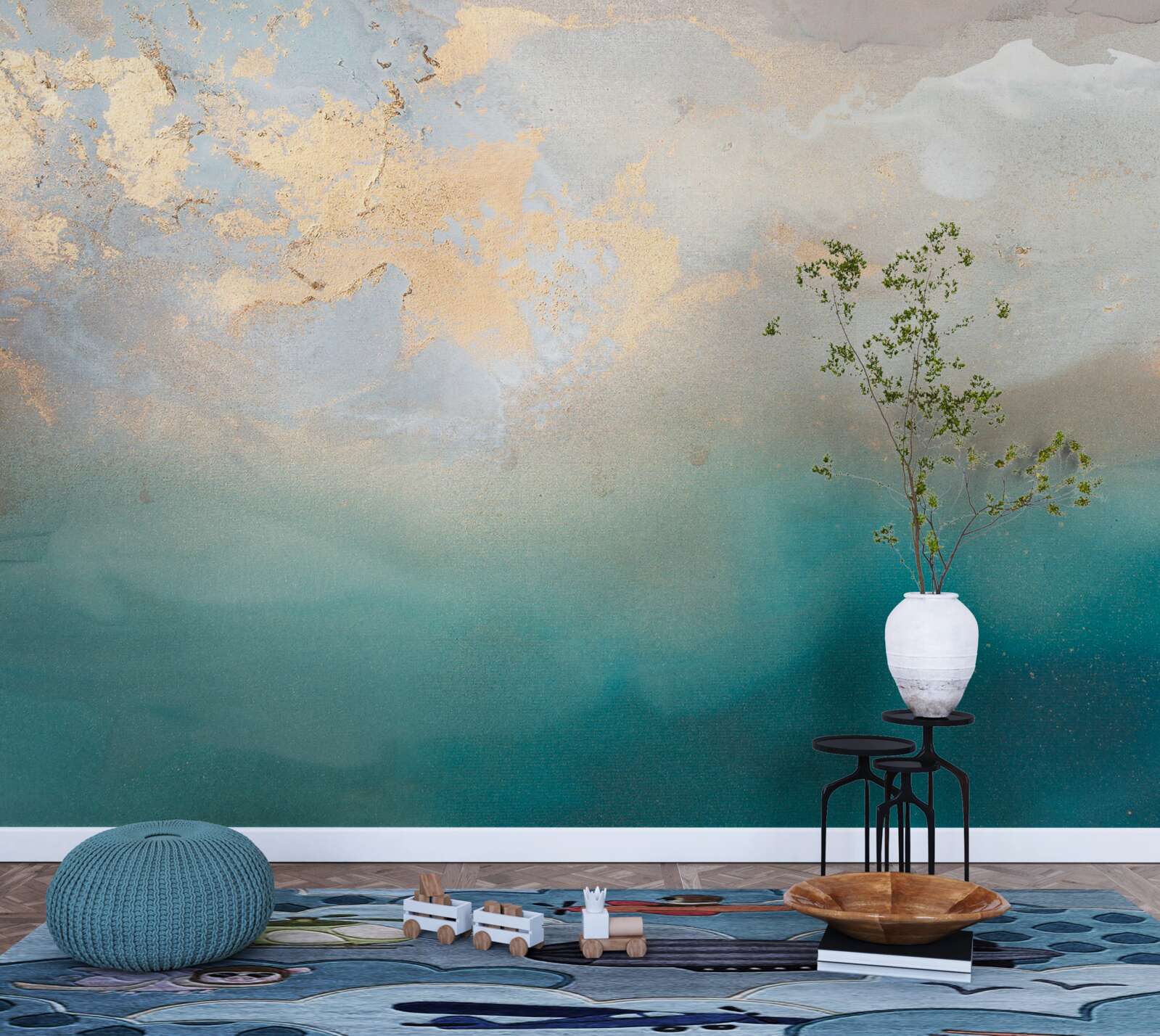 Fototapeta fale morskie o turkusowym kolorze, szaleją gwałtownie