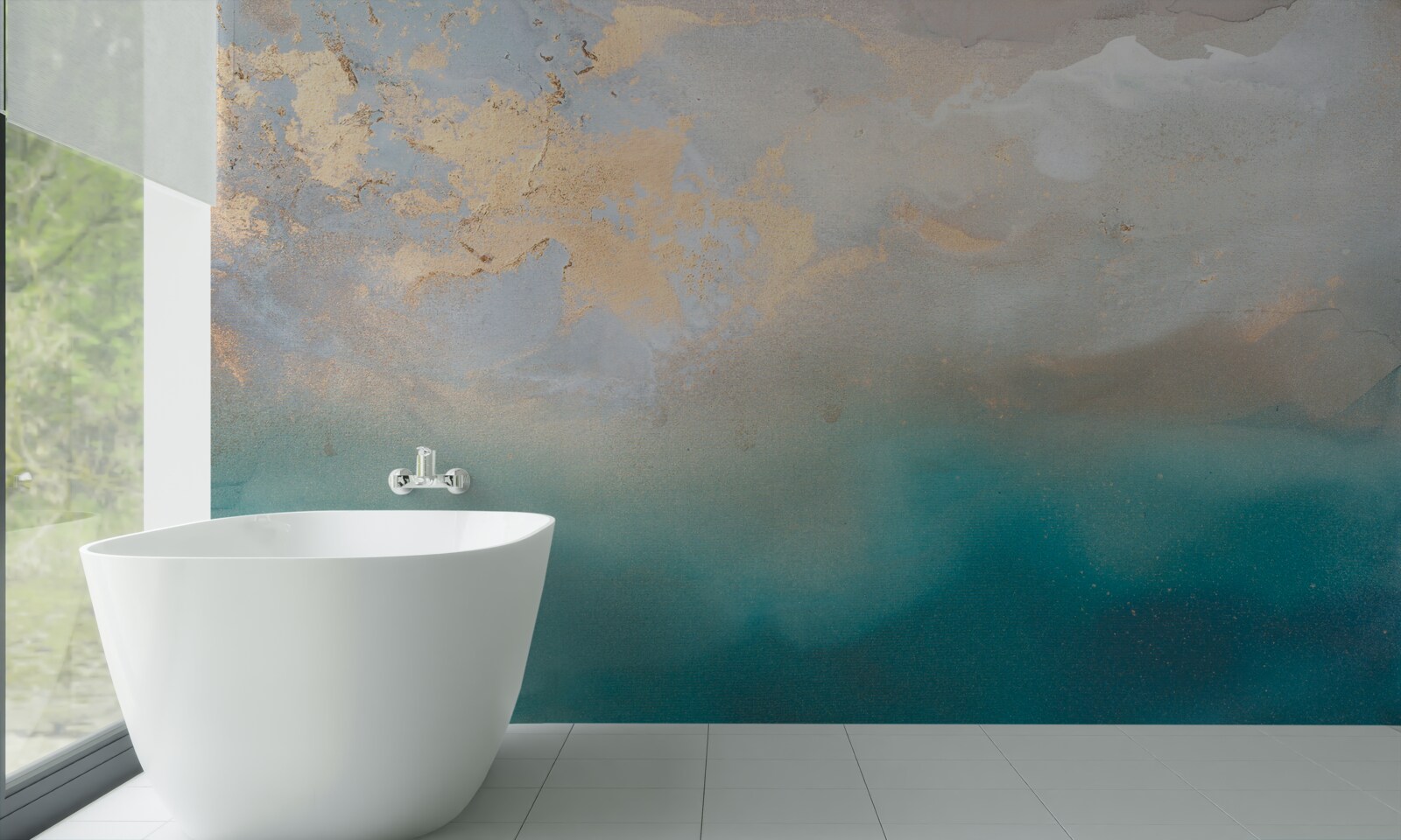 Fototapeta fale morskie o turkusowym kolorze, szaleją gwałtownie