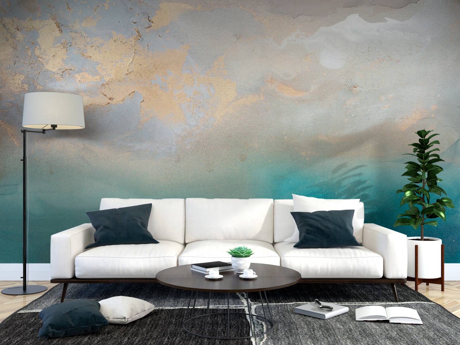 Fototapeta fale morskie o turkusowym kolorze, szaleją gwałtownie