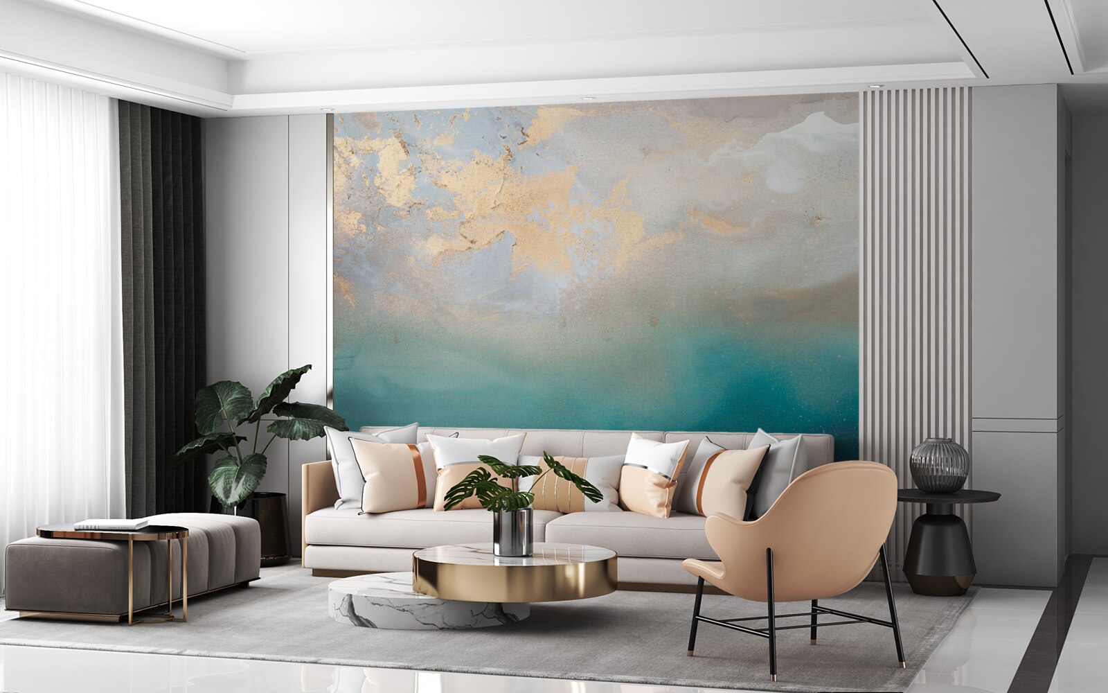 Fototapeta fale morskie o turkusowym kolorze, szaleją gwałtownie