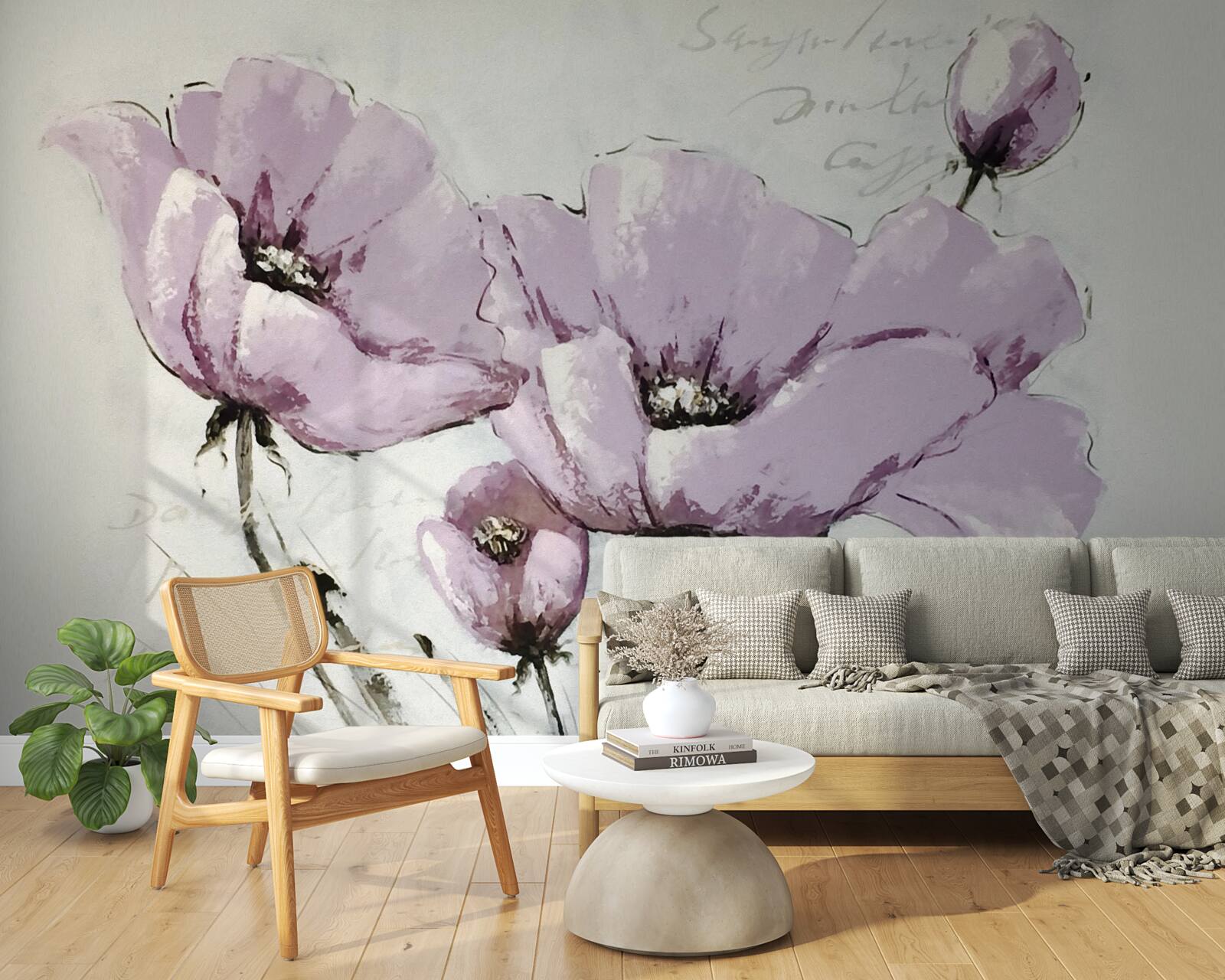 Fototapeta kwietnik z letnich maków w kolorze liliowym