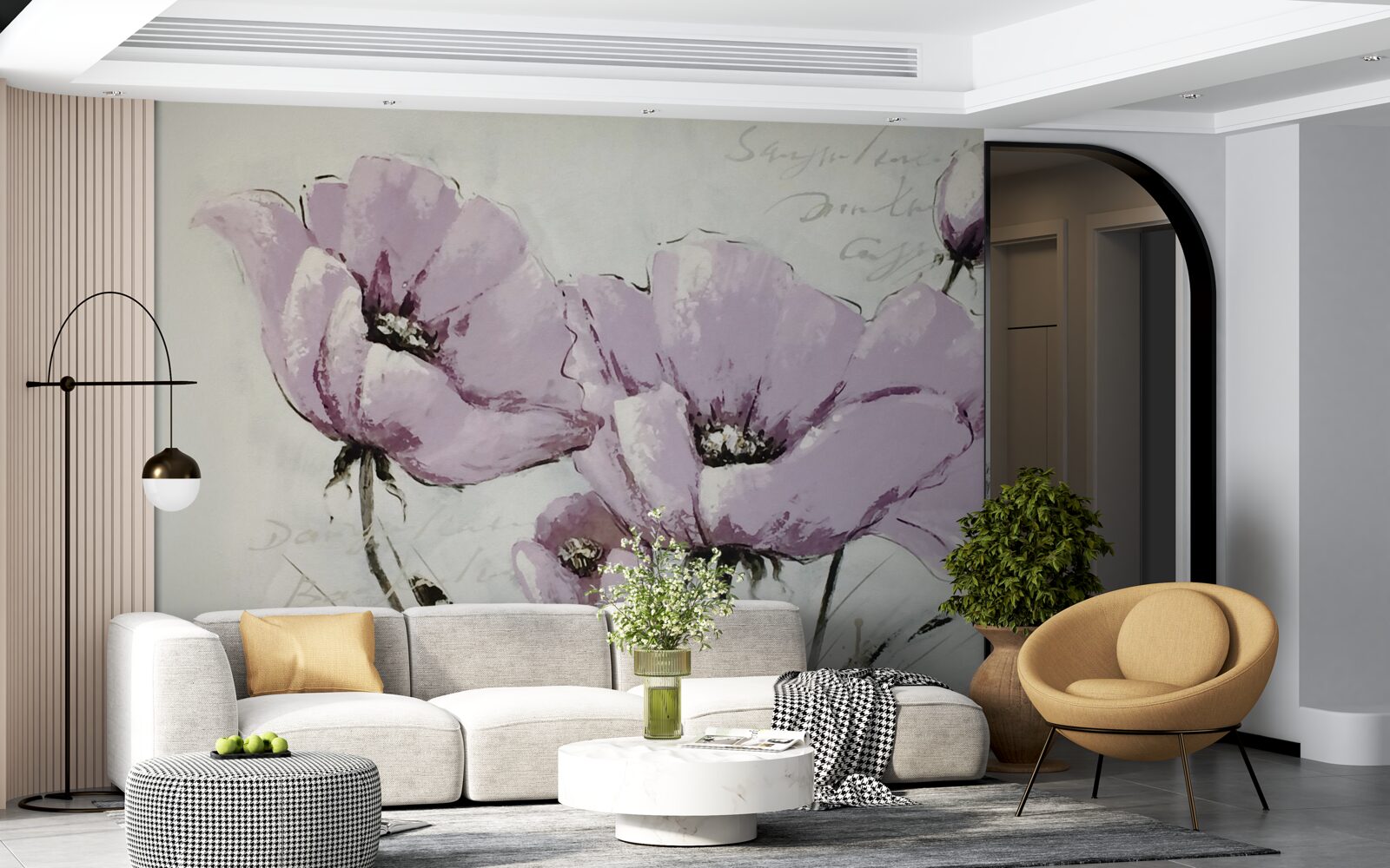 Fototapeta kwietnik z letnich maków w kolorze liliowym