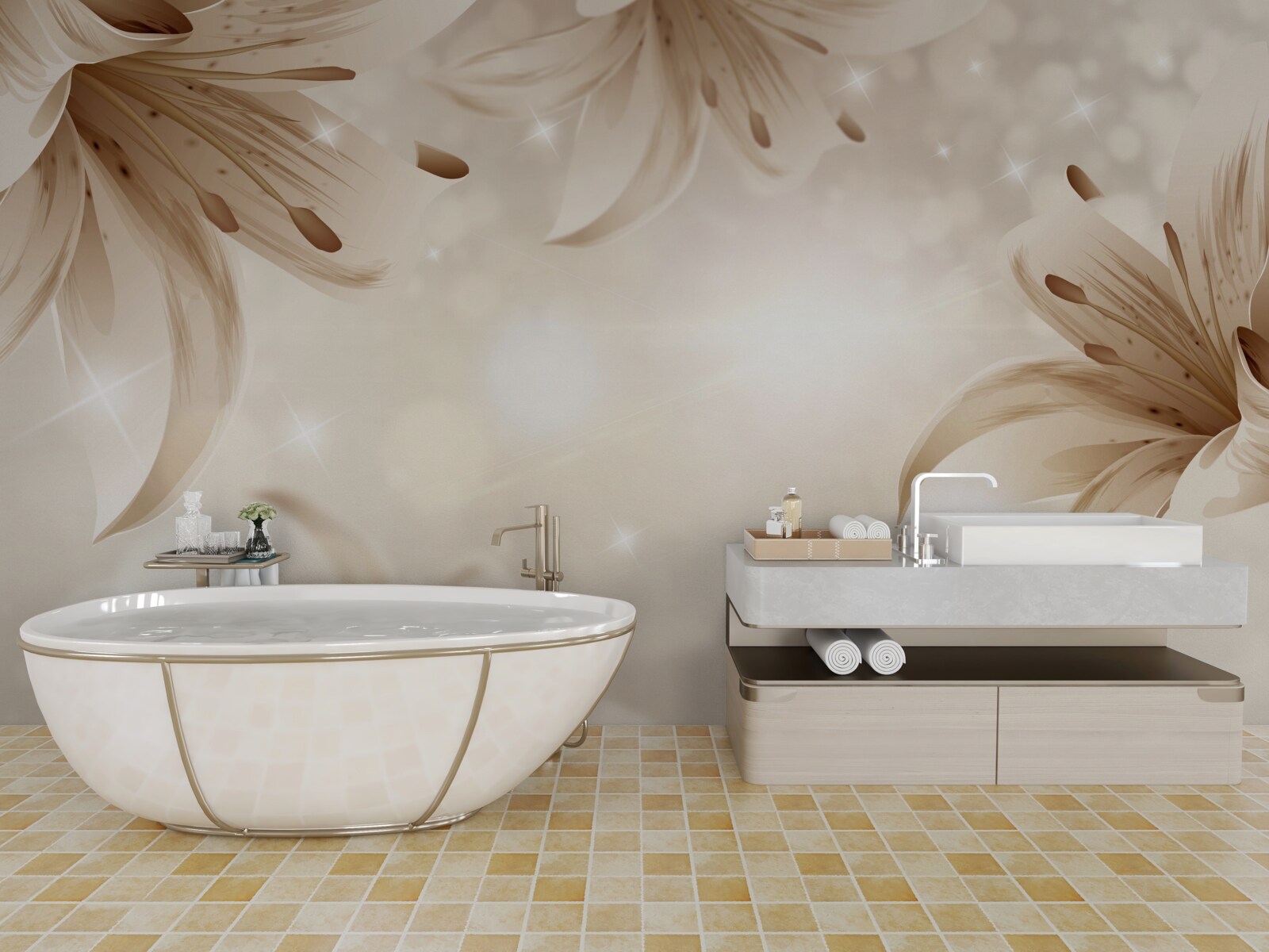 Fototapeta miękki bukiet jasnych lilii