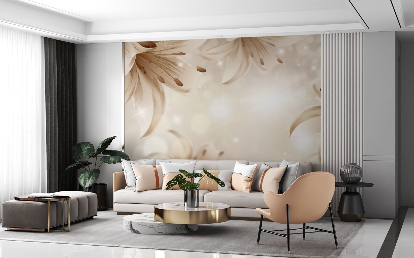 Fototapeta miękki bukiet jasnych lilii