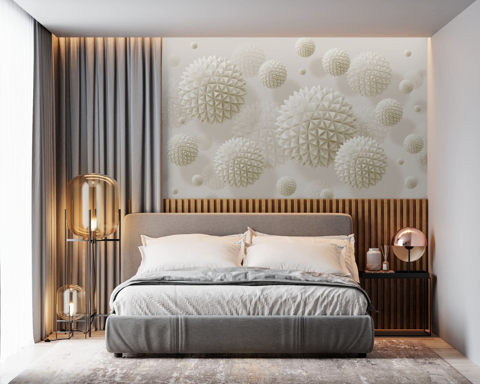 Fototapeta ostre kule unoszące się w stanie nieważkości