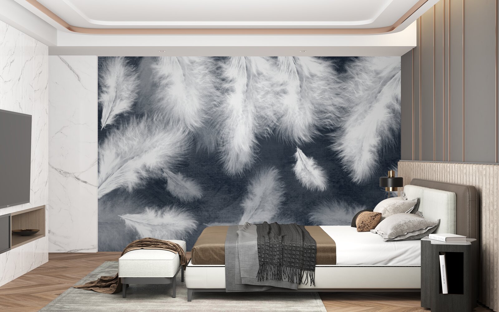 Fototapeta gęste pływające pióra