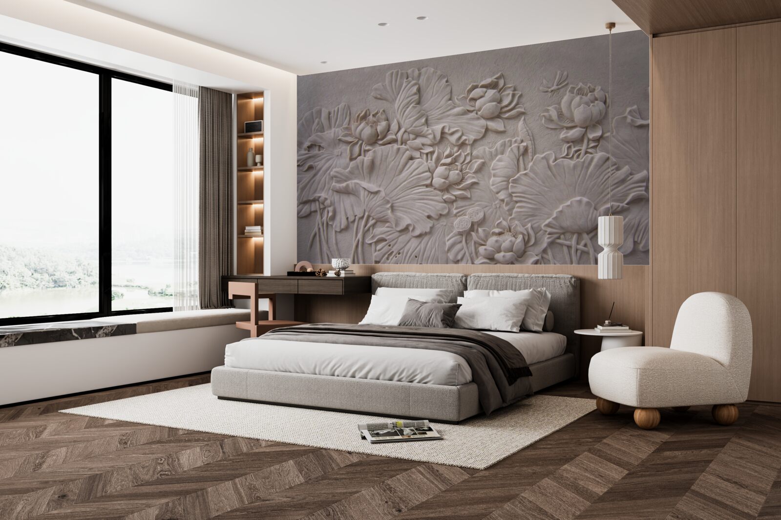 Fototapeta płaskorzeźba z gliny ozdobiona wizerunkami kwiatów i roślin