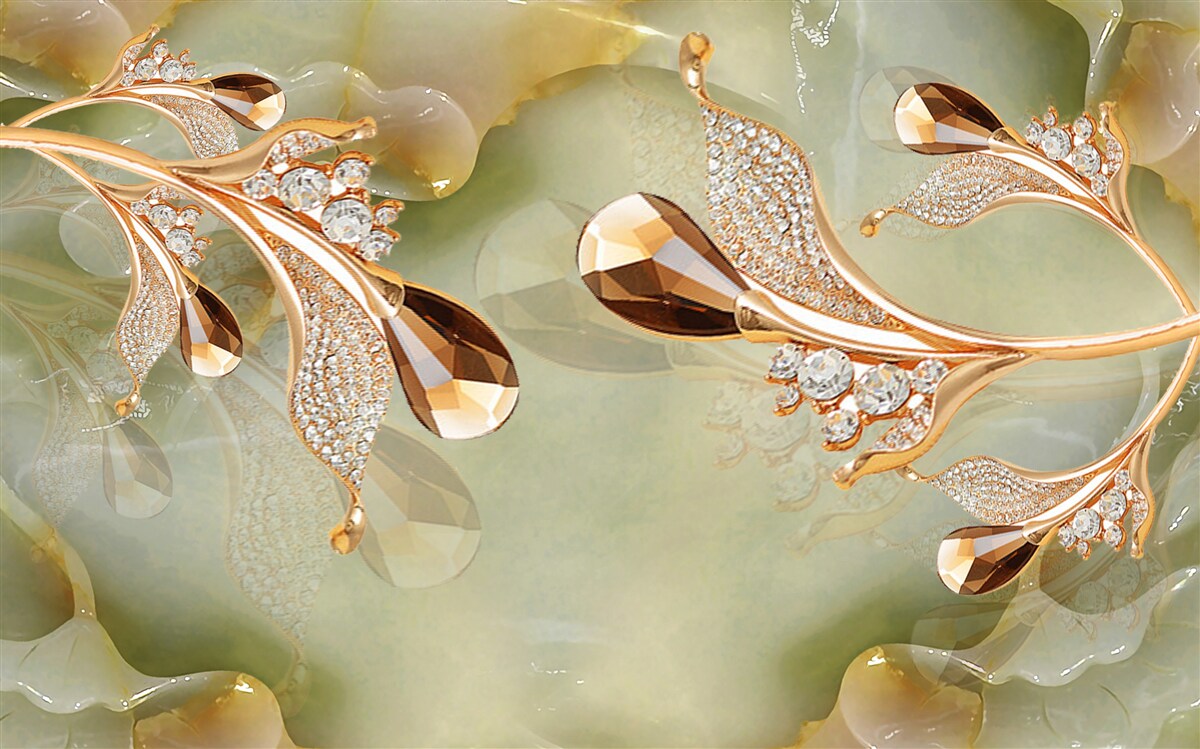 Fototapeta zdobione złote gałązki