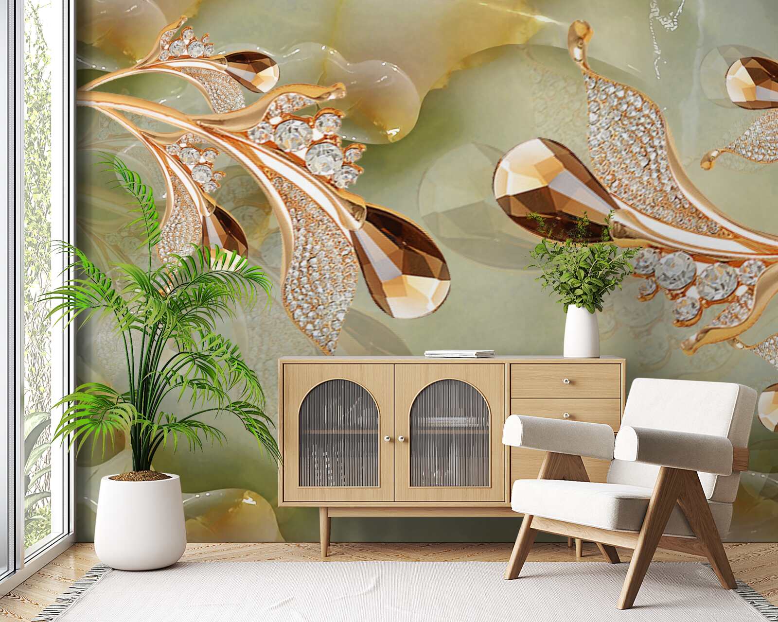 Fototapeta zdobione złote gałązki