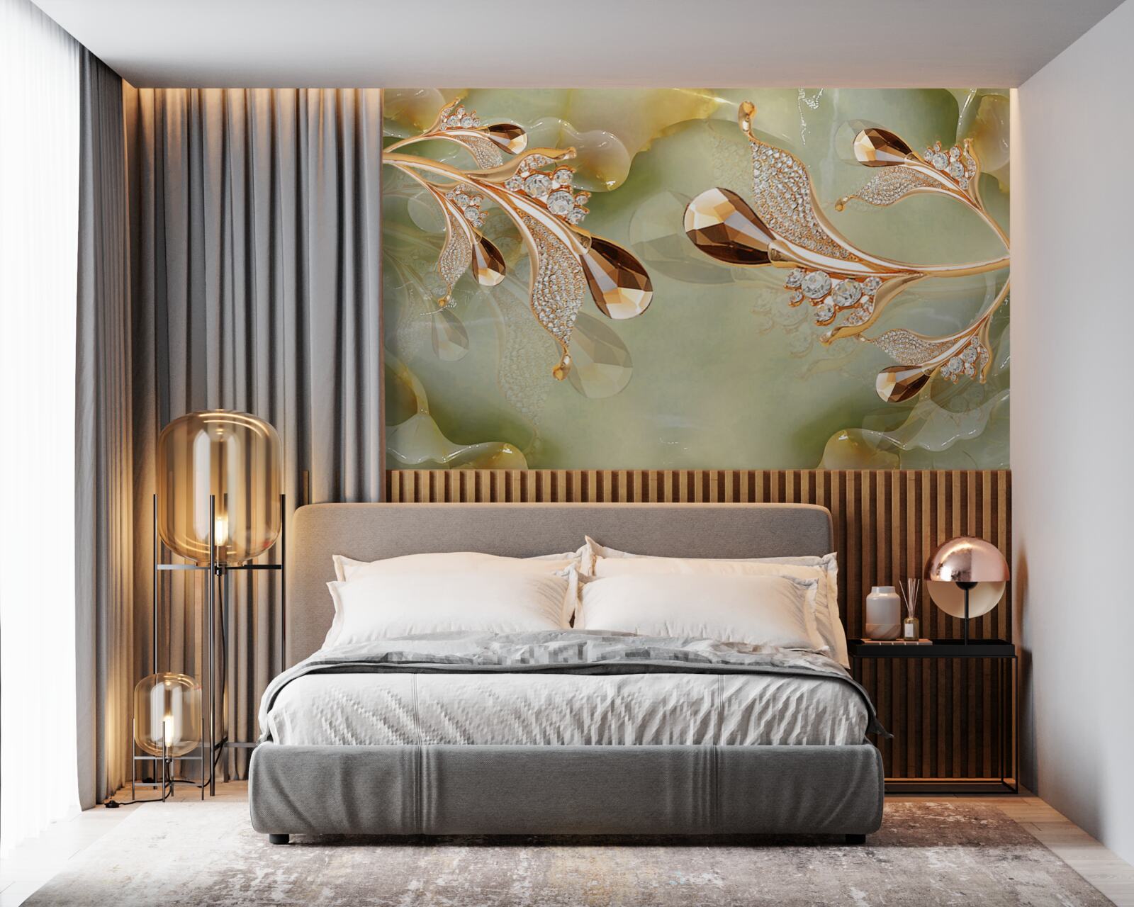 Fototapeta zdobione złote gałązki