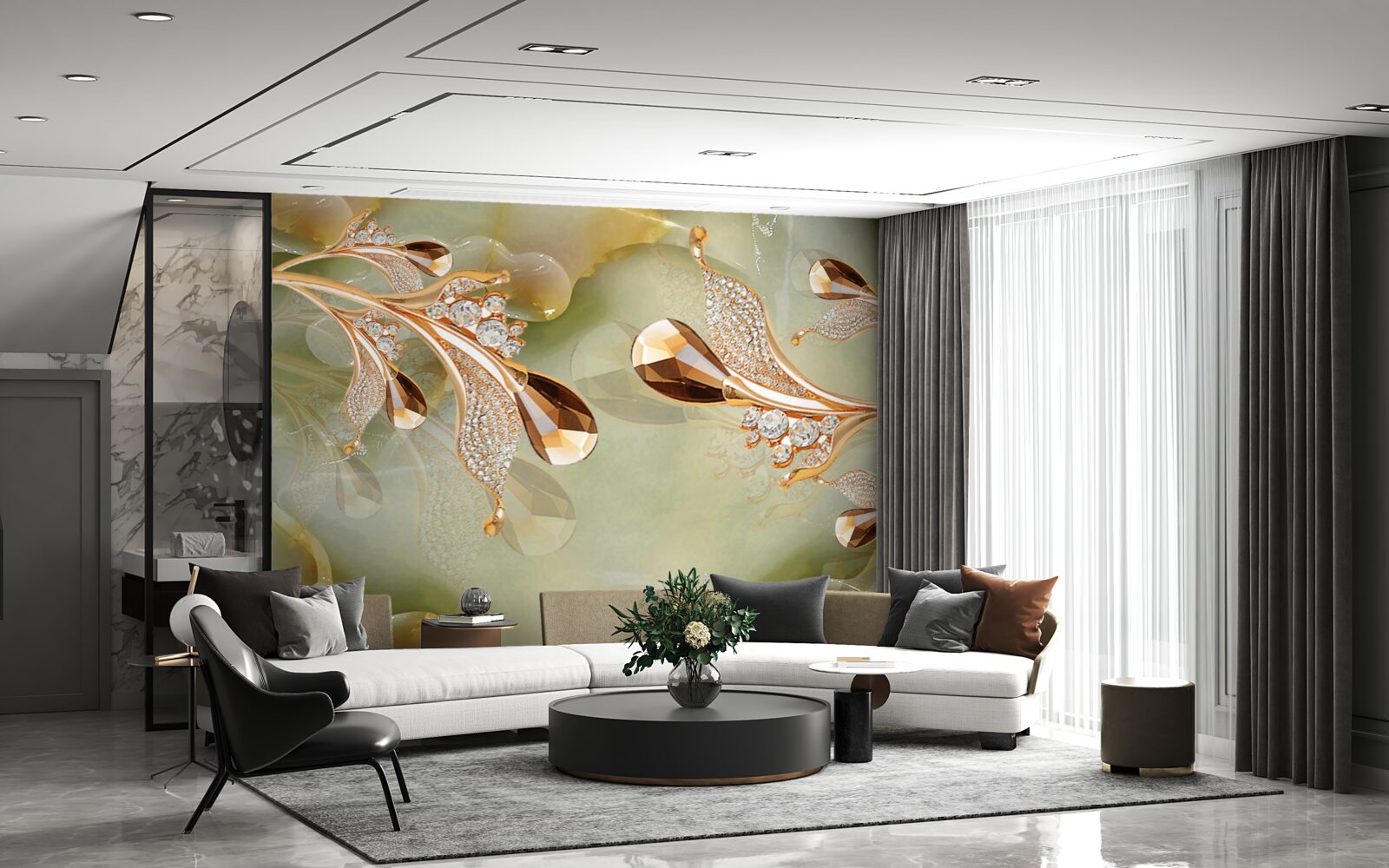 Fototapeta zdobione złote gałązki