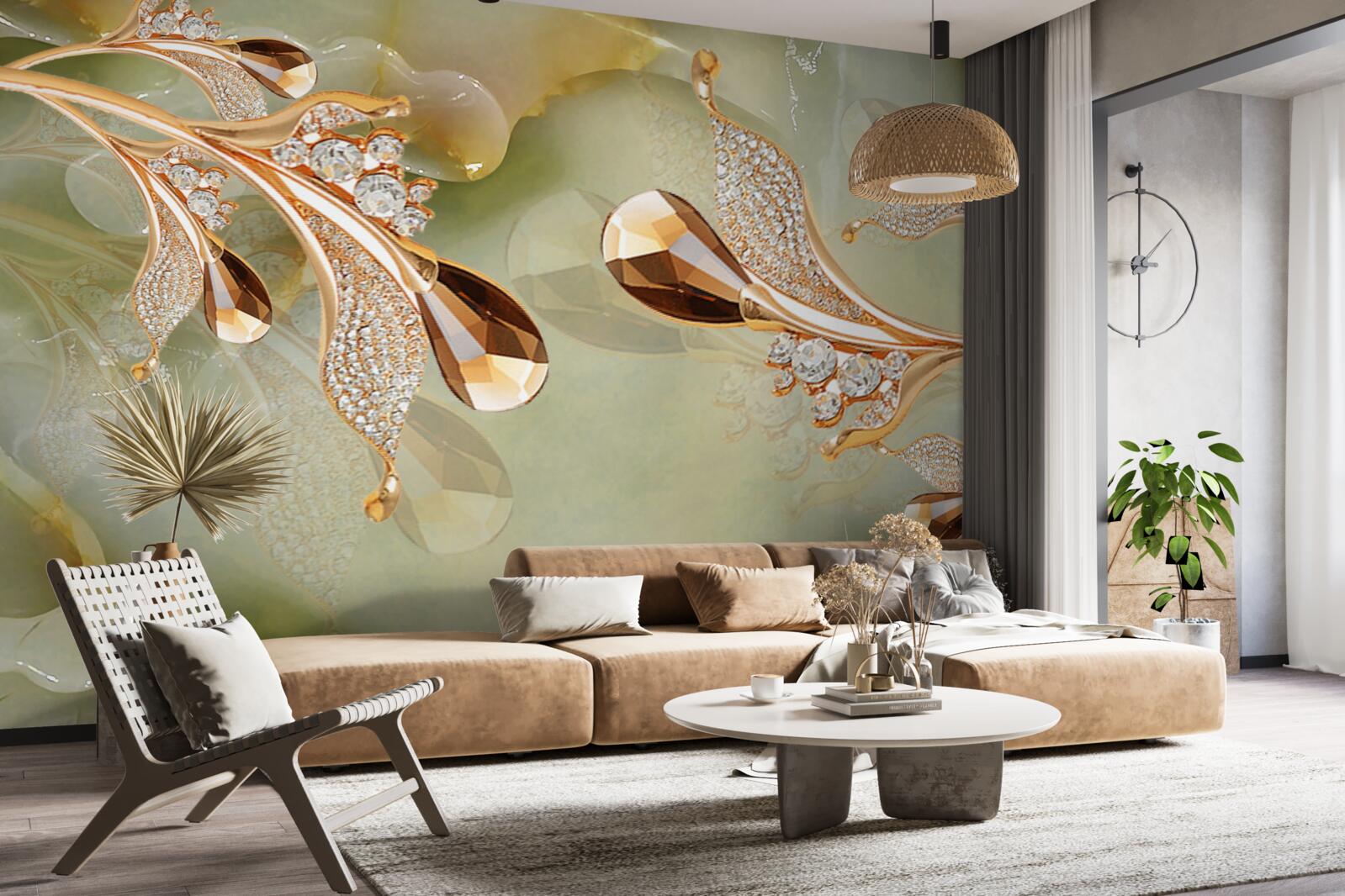 Fototapeta zdobione złote gałązki