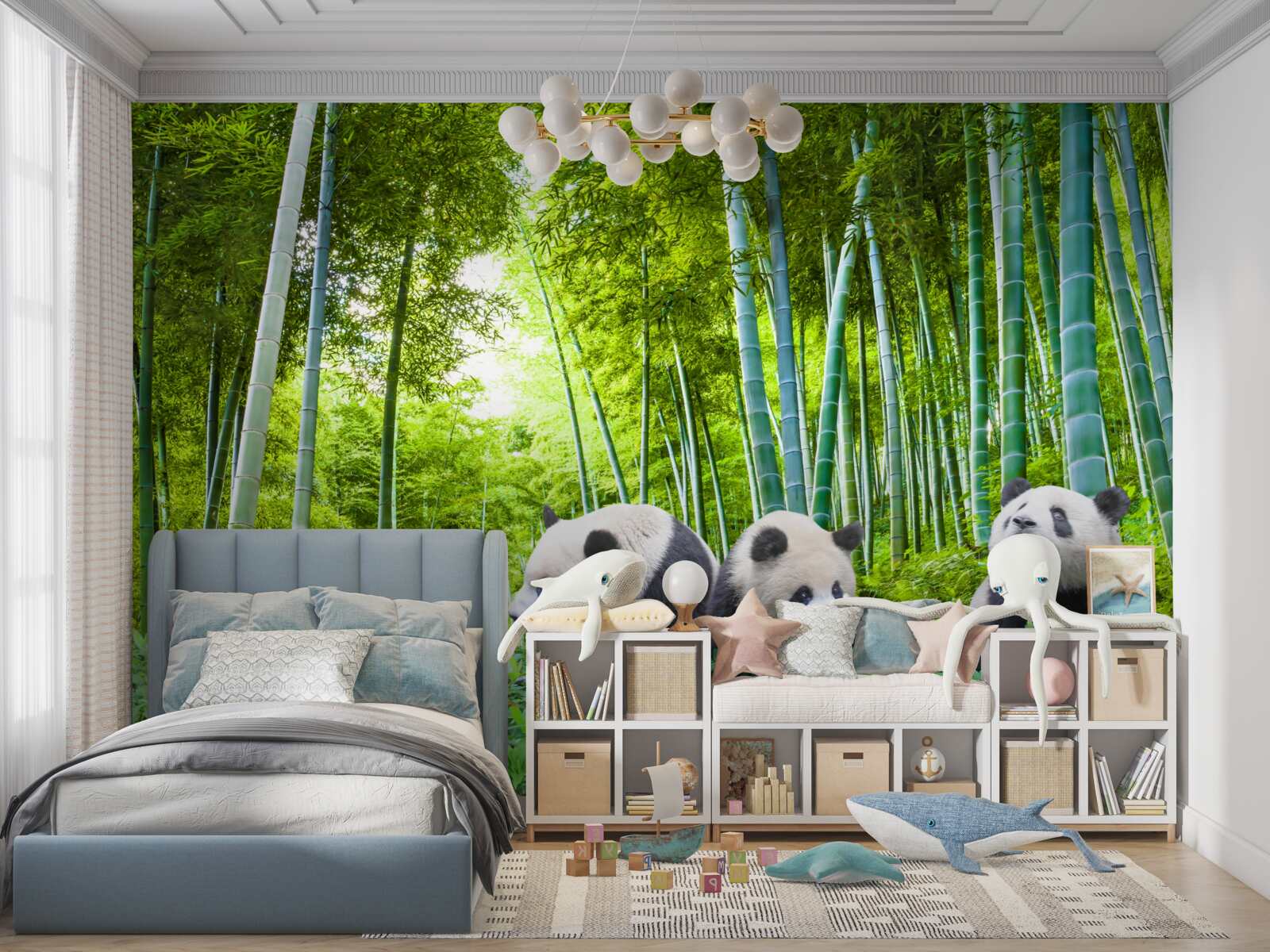 Fototapeta las bambusowy pełen pand